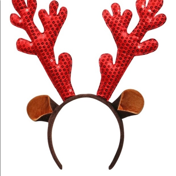 Reindeer antlers set Christmas headbands (2) red and green - Picture 3 of 3